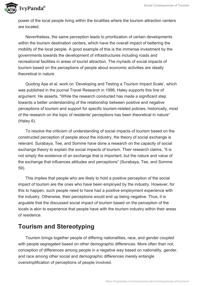 Social Consequences of Tourism. Page 5
