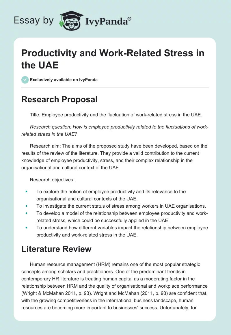 Productivity and Work-Related Stress in the UAE. Page 1