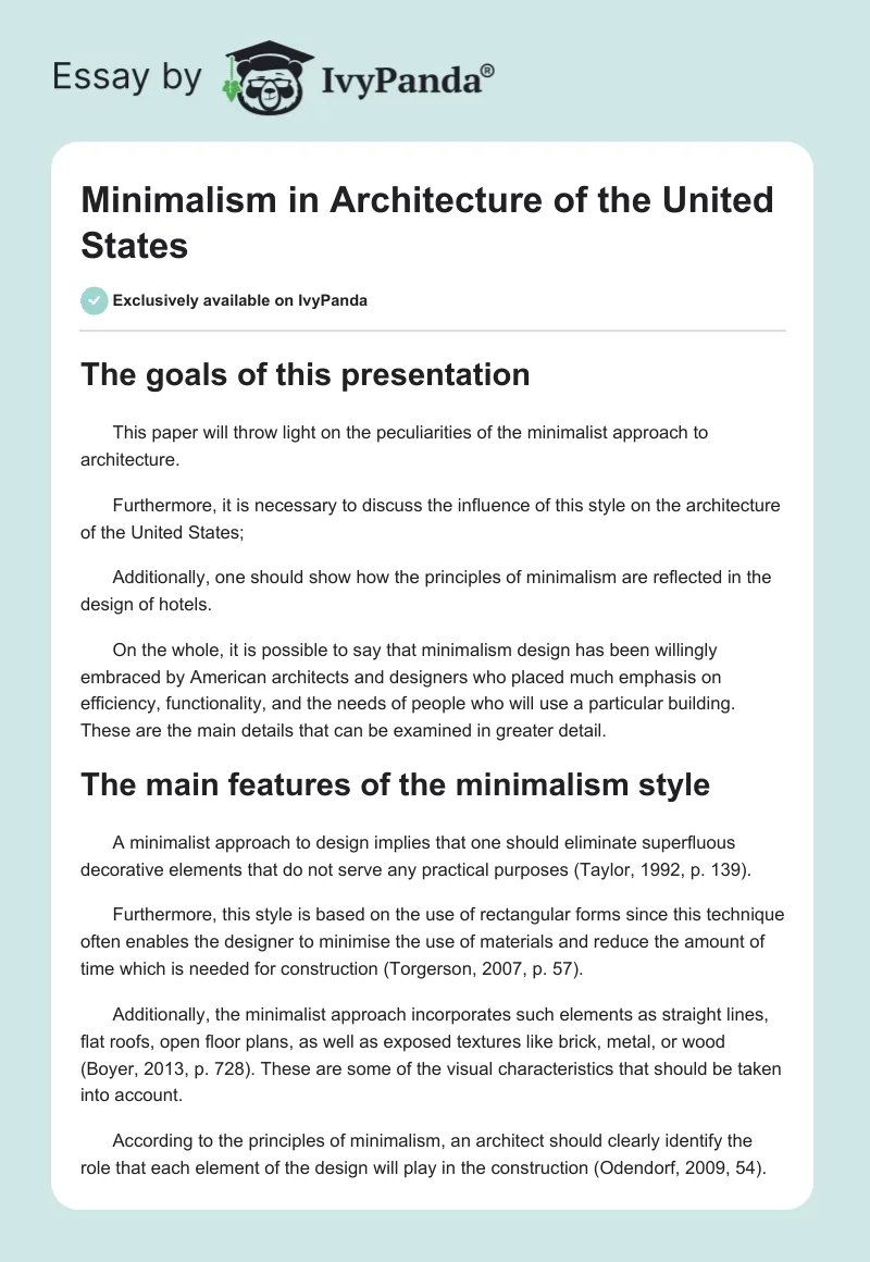 Minimalism in Architecture of the United States. Page 1