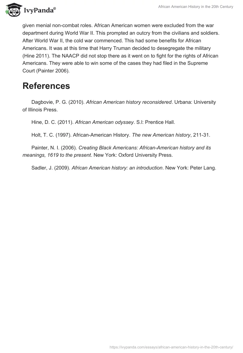 African American History in the 20th Century. Page 3