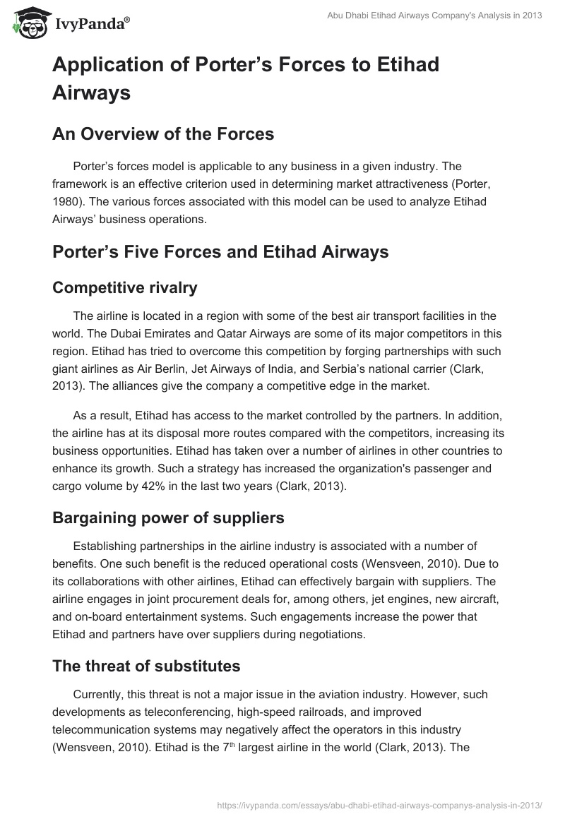 Abu Dhabi Etihad Airways Company's Analysis in 2013. Page 2