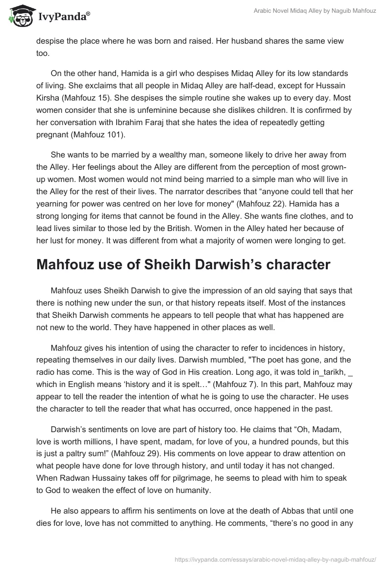 Arabic Novel "Midaq Alley" by Naguib Mahfouz. Page 2