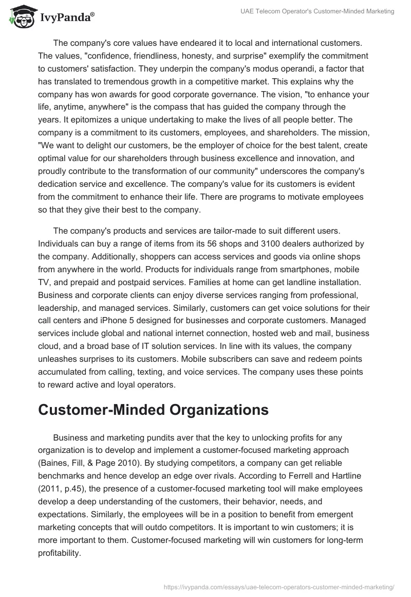 UAE Telecom Operator's Customer-Minded Marketing. Page 2