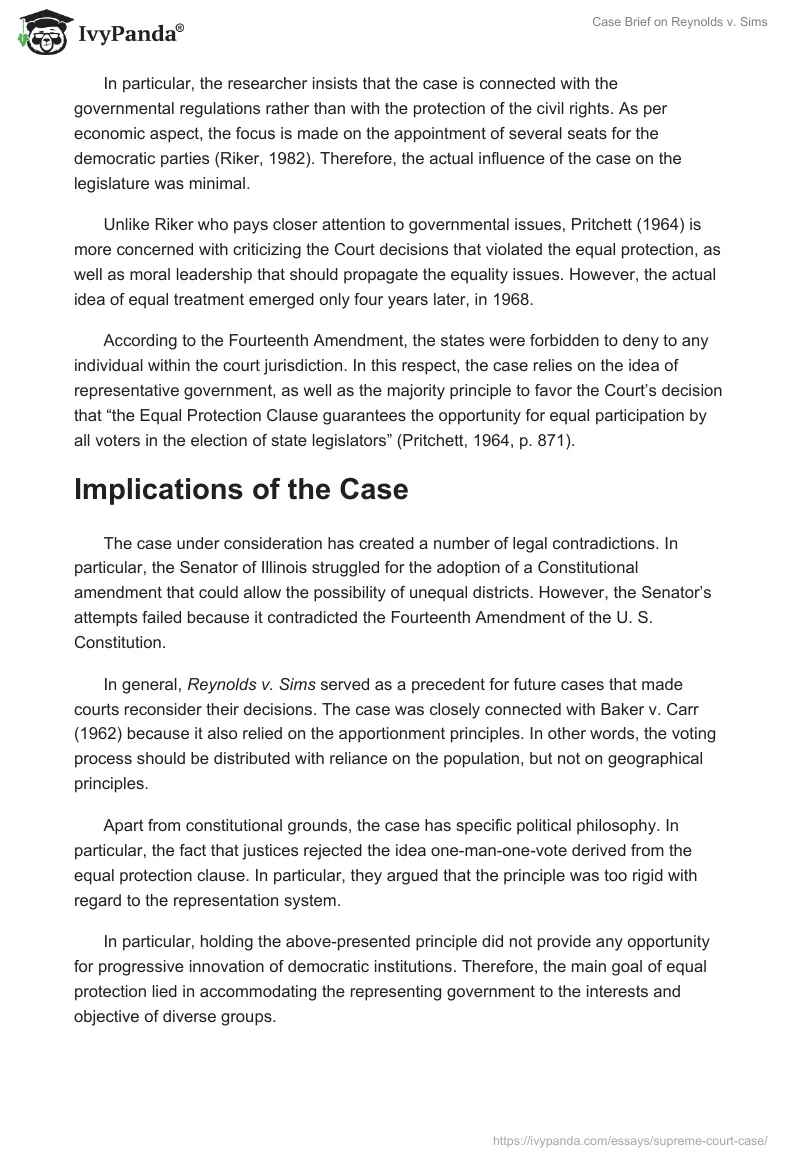 Case Brief on Reynolds vs. Sims. Page 3