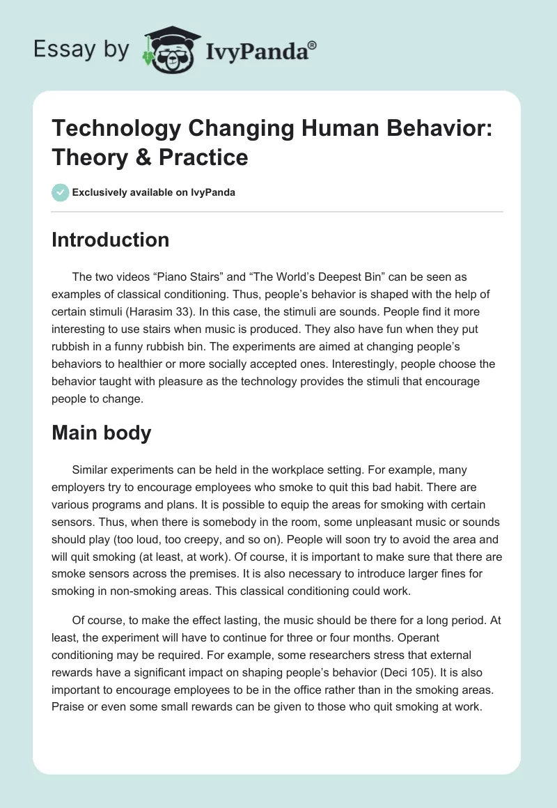 Technology Changing Human Behavior: Theory & Practice. Page 1