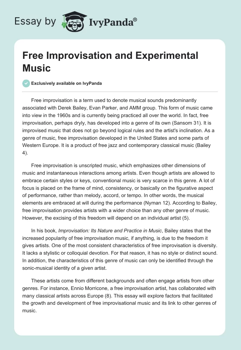 Free Improvisation and Experimental Music. Page 1