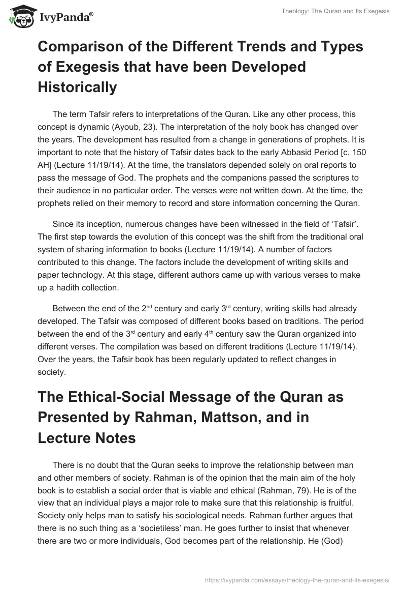 Theology: The Quran and Its Exegesis. Page 3
