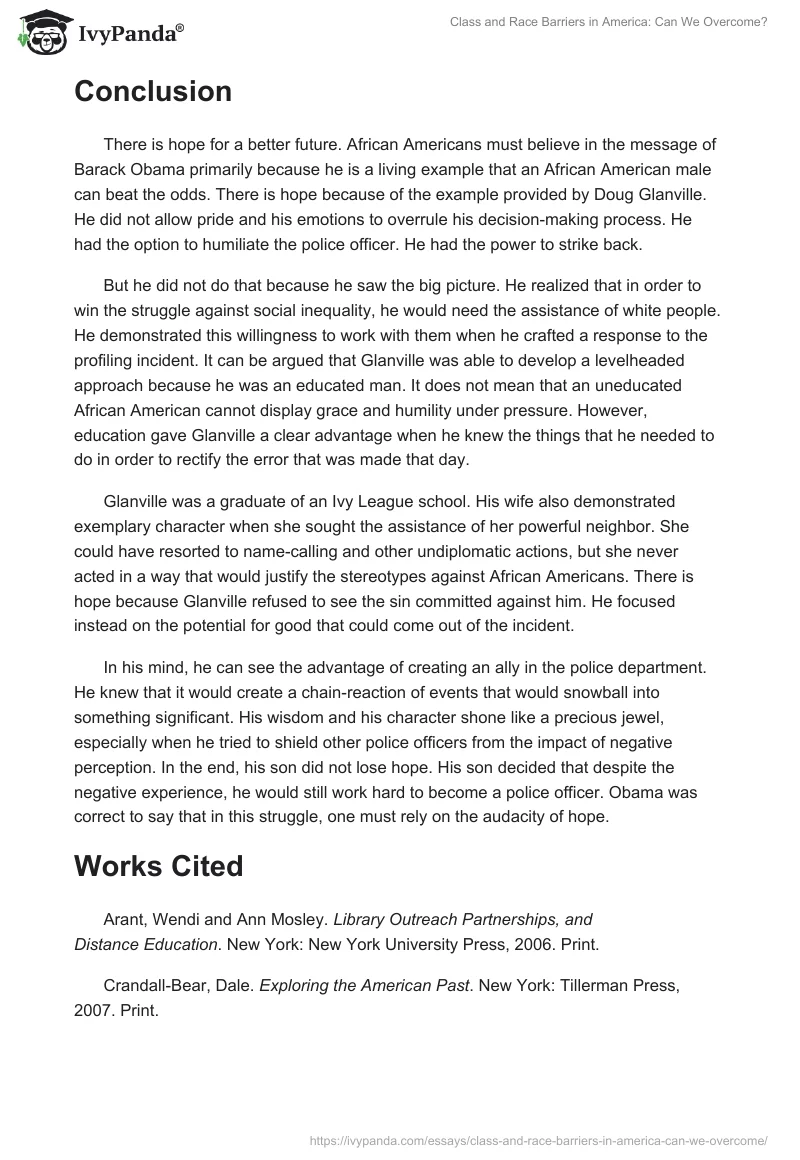 Class and Race Barriers in America: Can We Overcome?. Page 5
