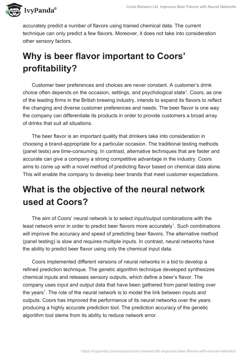 Coors Brewers Ltd. Improves Beer Flavors With Neural Networks. Page 2