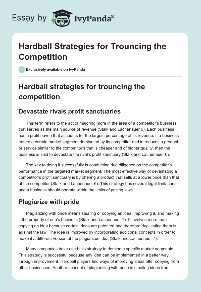 Hardball Strategies for Trouncing the Competition. Page 1