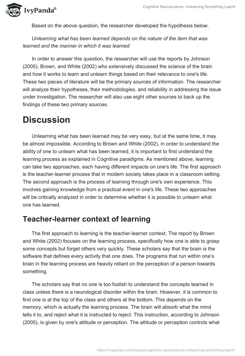 Cognitive Neuroscience: Unlearning Something Learnt. Page 2