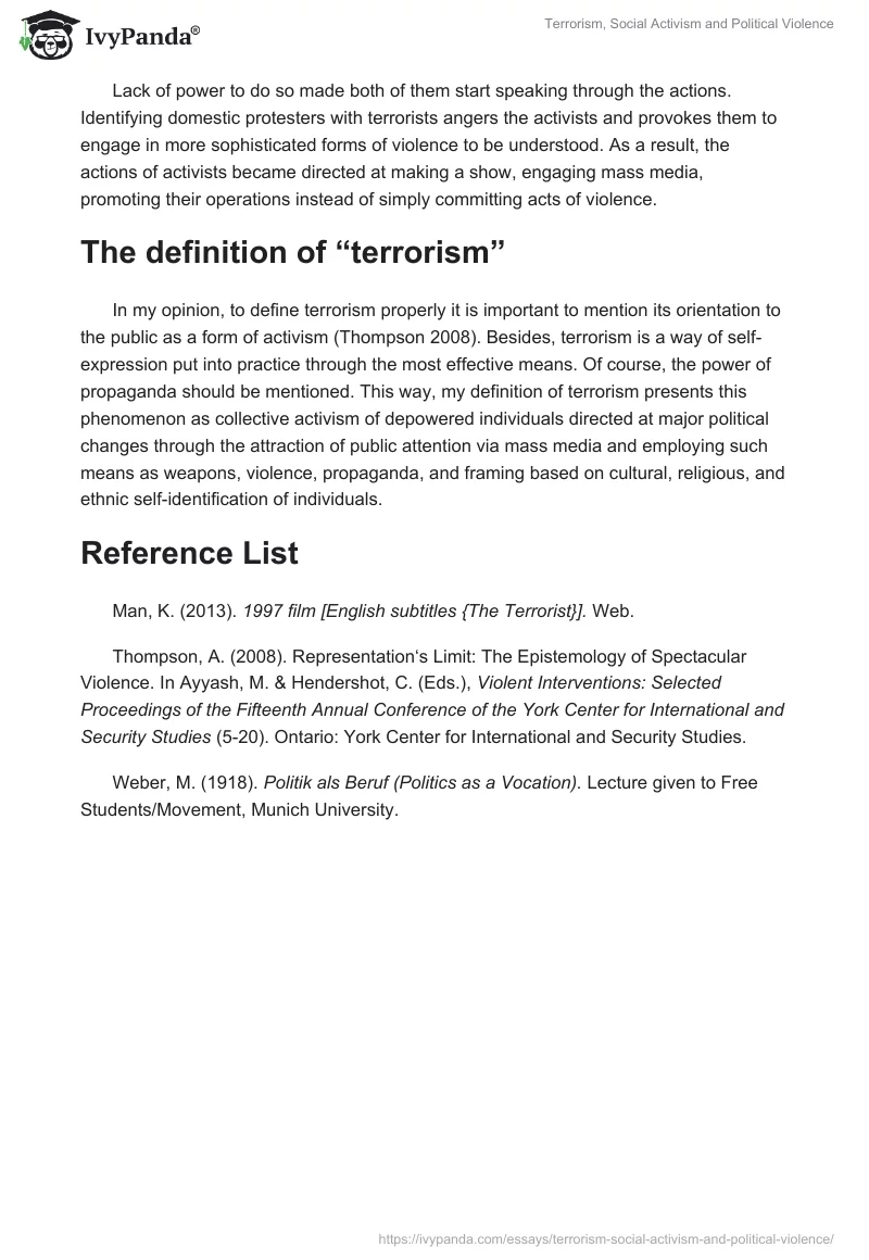 Terrorism, Social Activism and Political Violence. Page 3