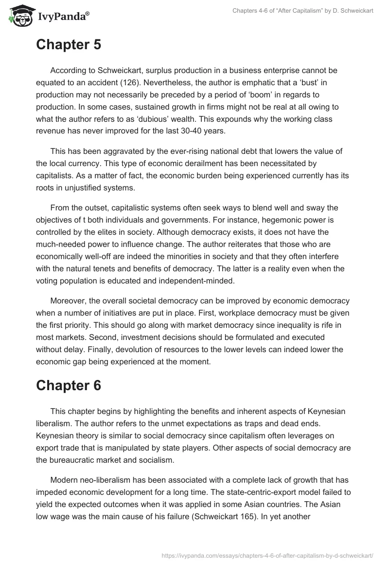 Chapters 4-6 of “After Capitalism” by D. Schweickart. Page 2