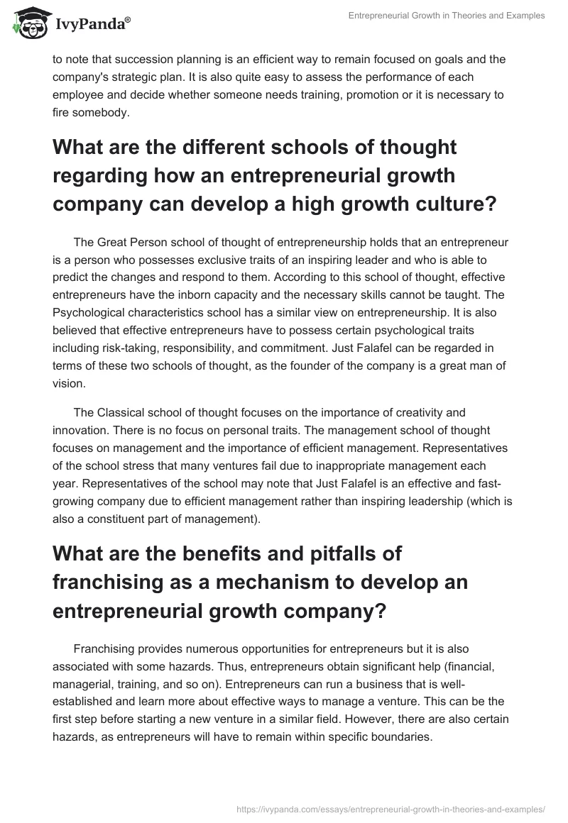 Entrepreneurial Growth in Theories and Examples. Page 4