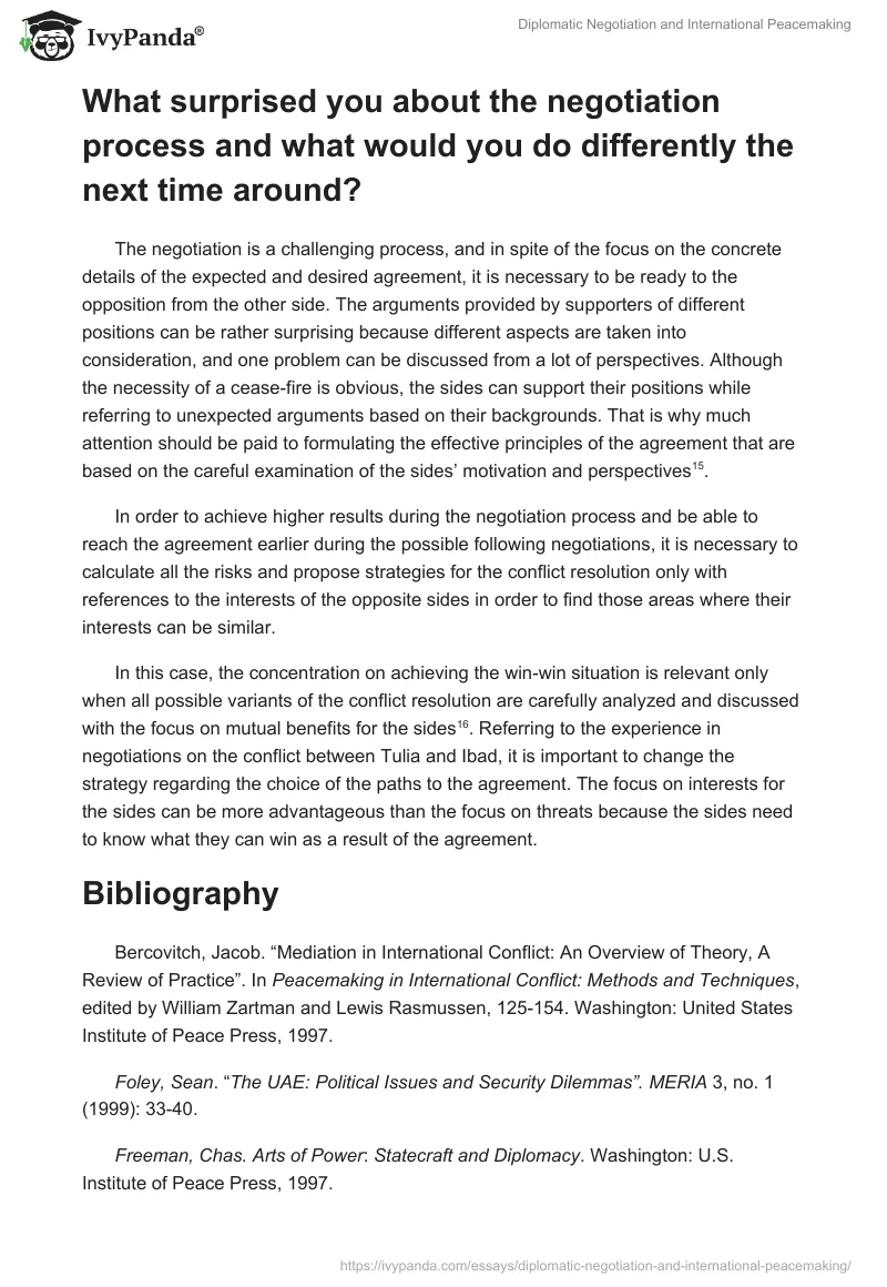 Diplomatic Negotiation and International Peacemaking. Page 2