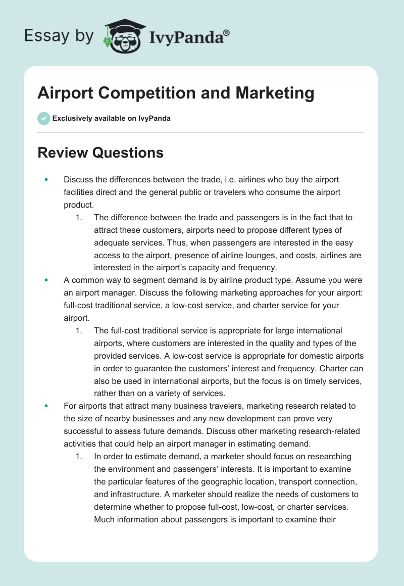 Airport Competition and Marketing. Page 1