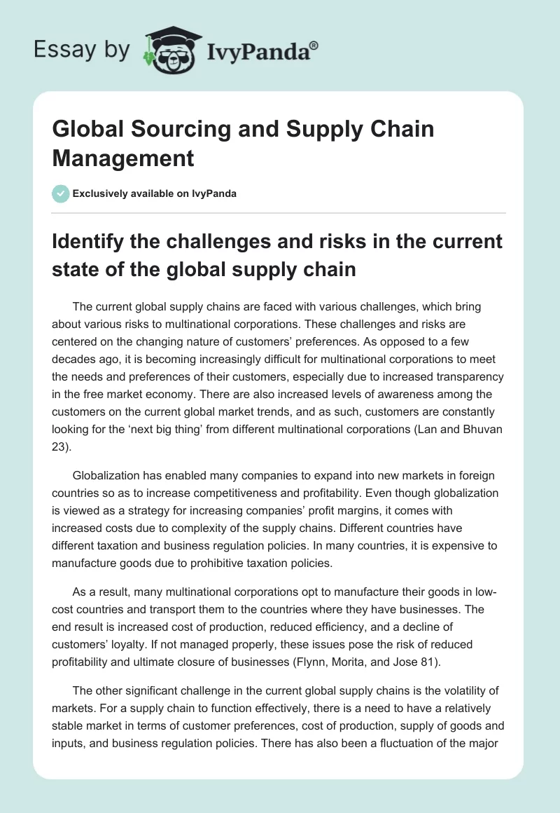 Global Sourcing and Supply Chain Management. Page 1