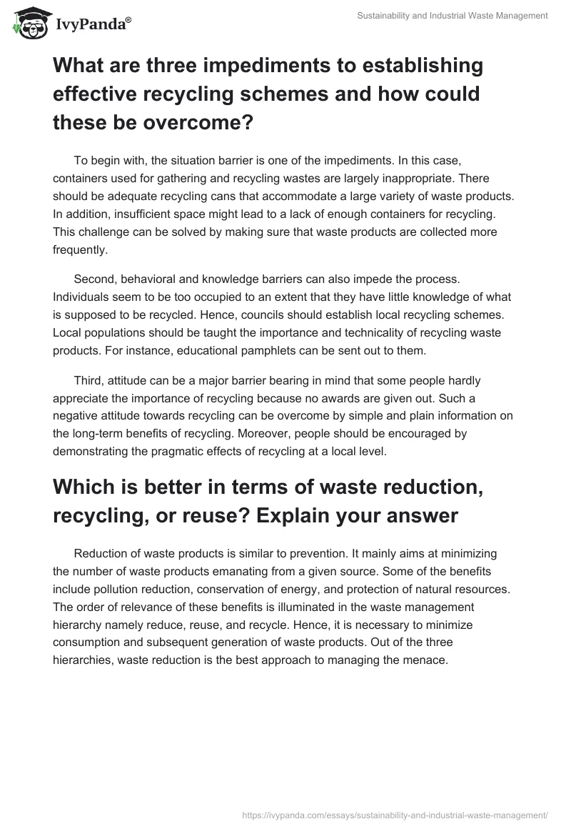 Sustainability and Industrial Waste Management. Page 2