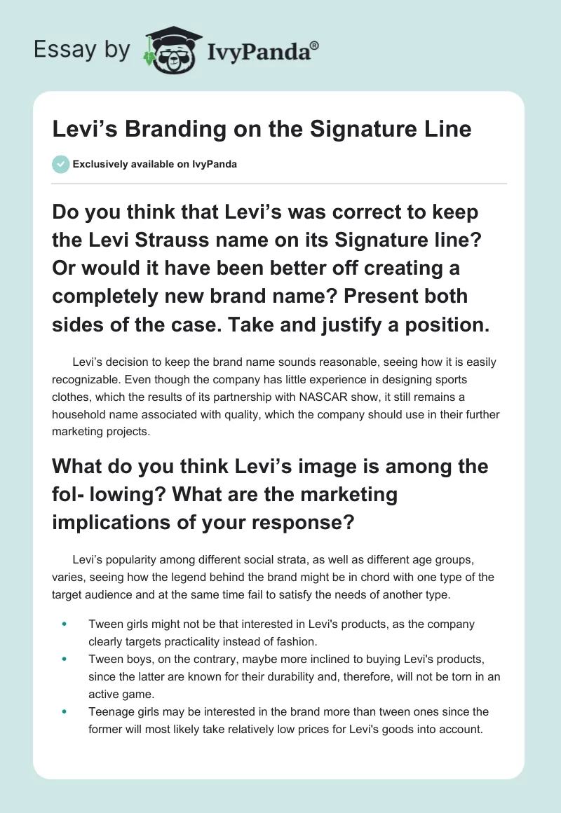 Levi’s Branding on the Signature Line. Page 1