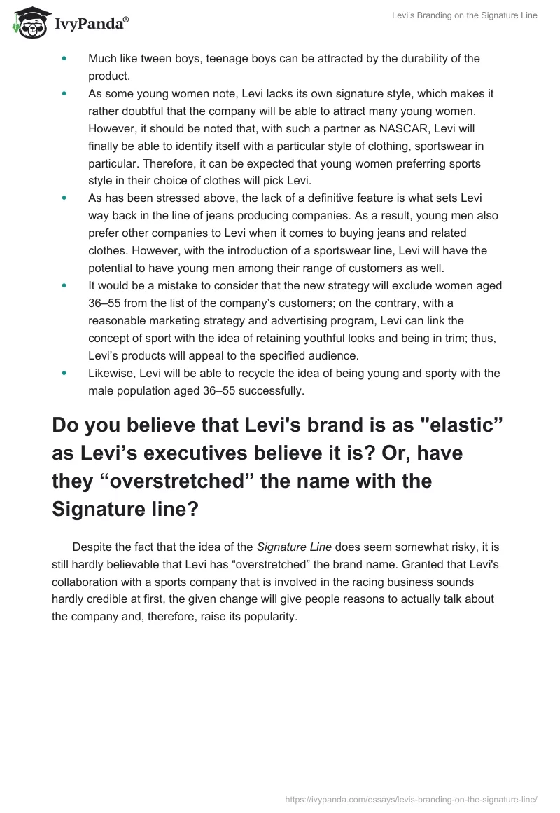 Levi’s Branding on the Signature Line. Page 2