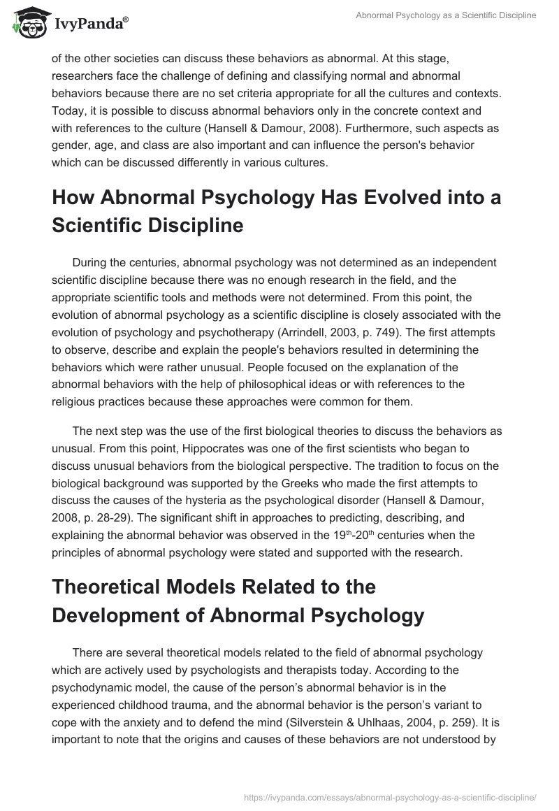 Abnormal Psychology as a Scientific Discipline. Page 2