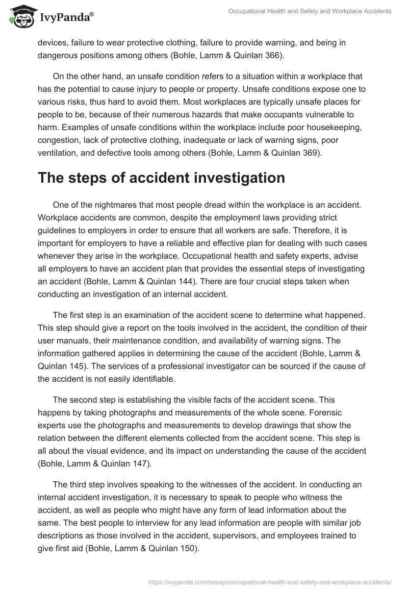 Occupational Health and Safety and Workplace Accidents. Page 2