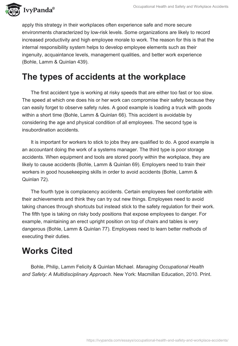 Occupational Health and Safety and Workplace Accidents. Page 4