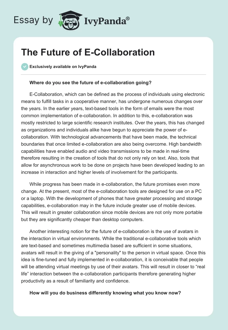 The Future of E-Collaboration. Page 1