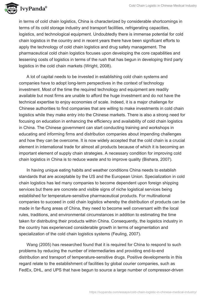 Cold Chain Logistic in Chinese Medical Industry. Page 4