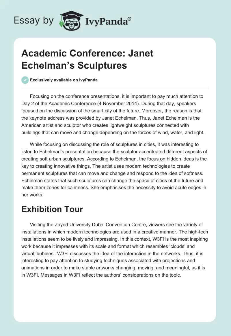 Academic Conference: Janet Echelman’s Sculptures. Page 1