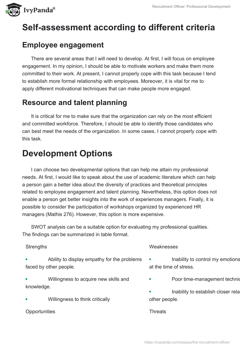 Recruitment Officer: Professional Development. Page 4
