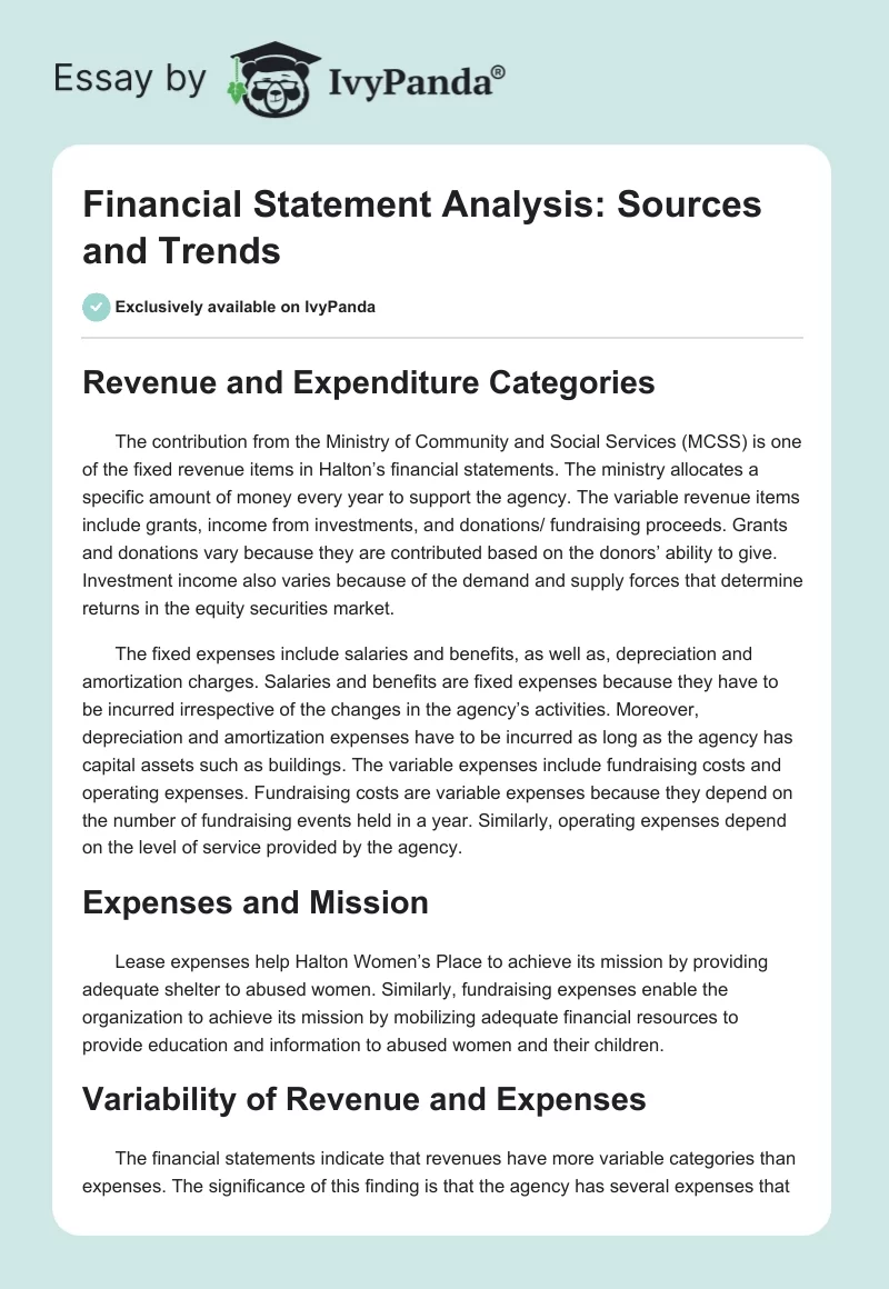 Financial Statement Analysis: Sources and Trends. Page 1