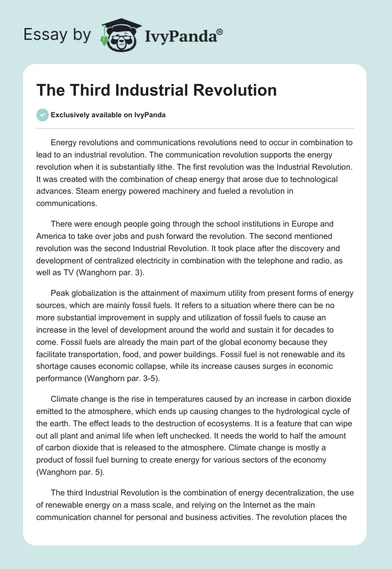 The Third Industrial Revolution. Page 1
