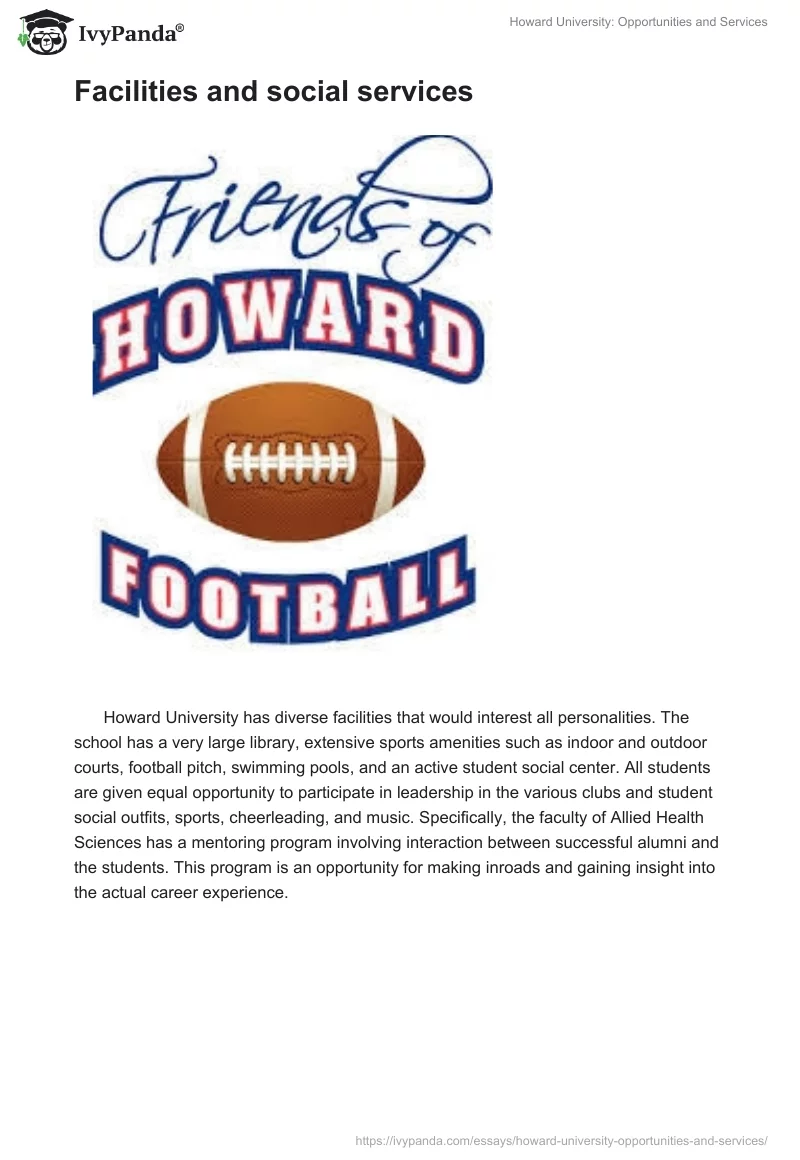 Howard University: Opportunities and Services. Page 4