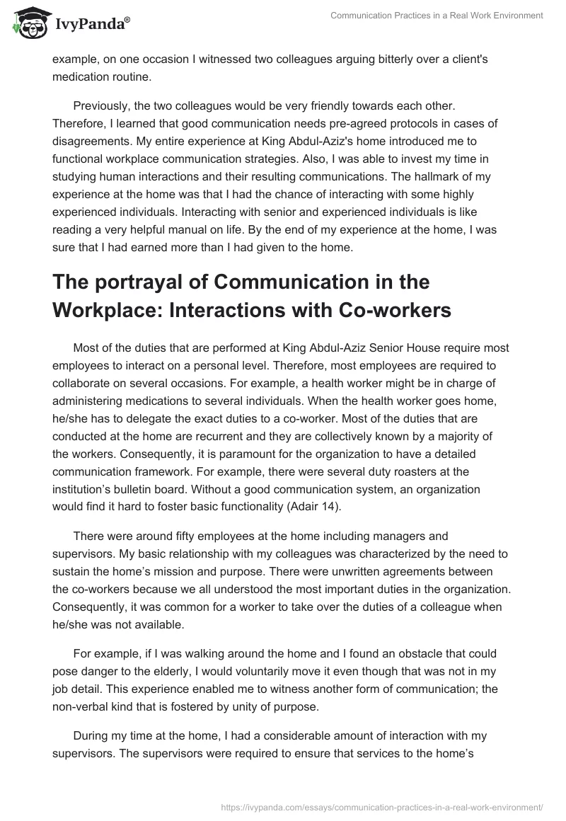 Communication Practices in a Real Work Environment. Page 3