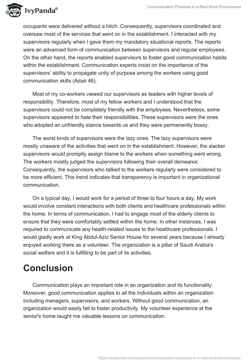 Communication Practices in a Real Work Environment. Page 4