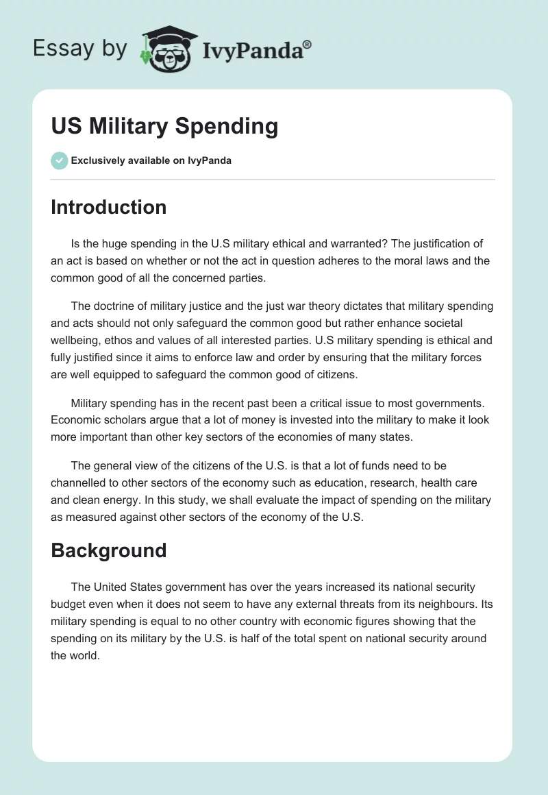 US Military Spending. Page 1