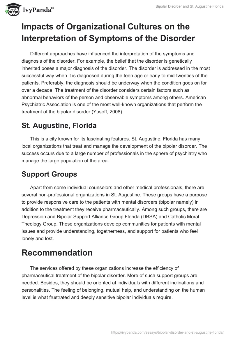 Bipolar Disorder and St. Augustine Florida. Page 4