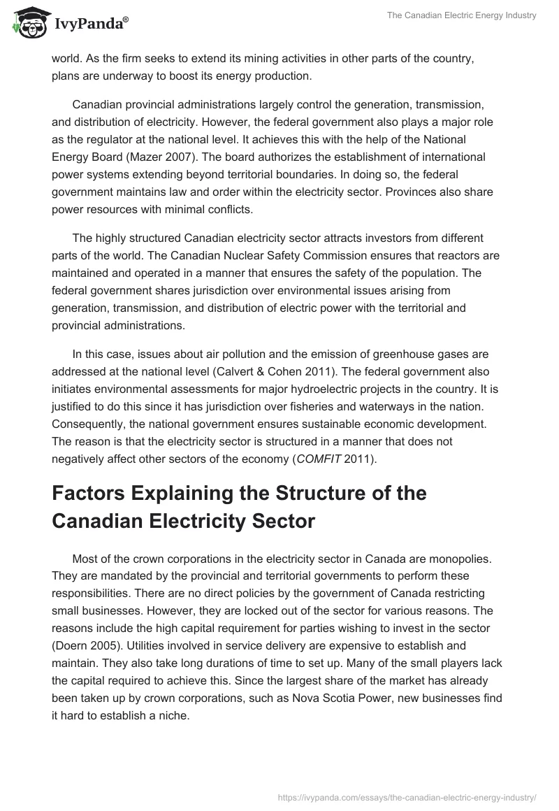 The Canadian Electric Energy Industry. Page 4