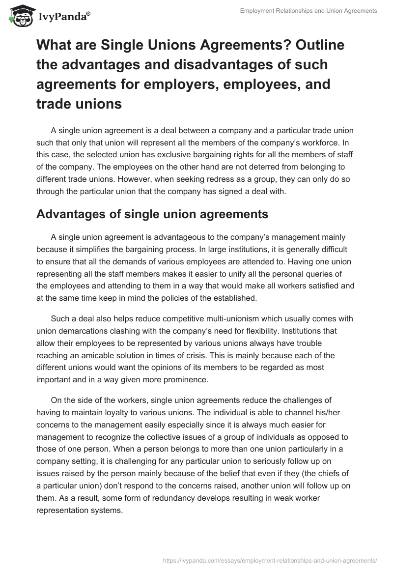 Employment Relationships and Union Agreements. Page 5