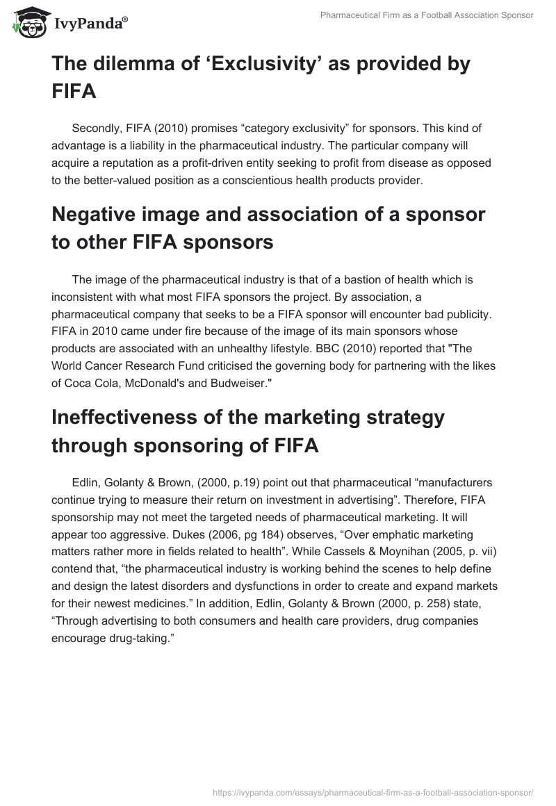 Pharmaceutical Firm as a Football Association Sponsor. Page 2