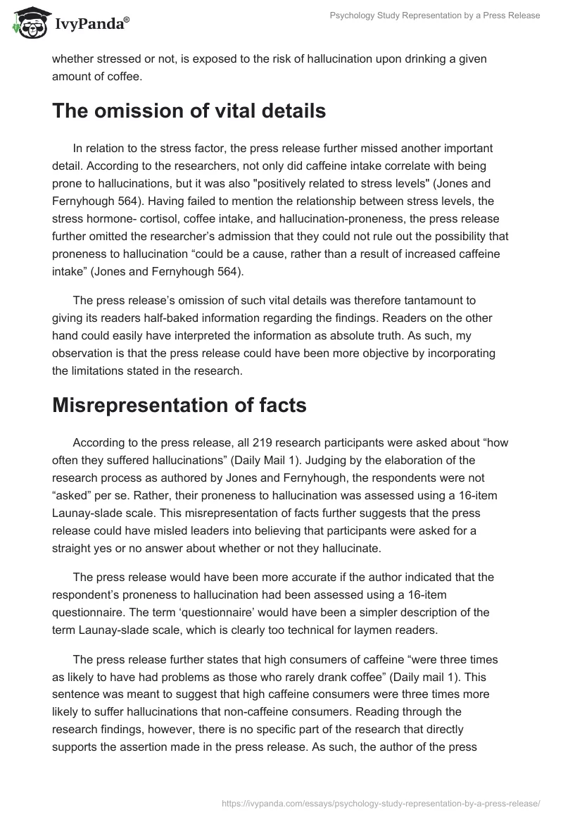 Psychology Study Representation by a Press Release. Page 2