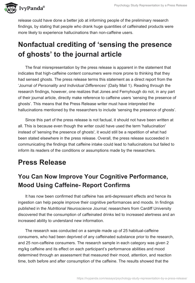 Psychology Study Representation by a Press Release. Page 3