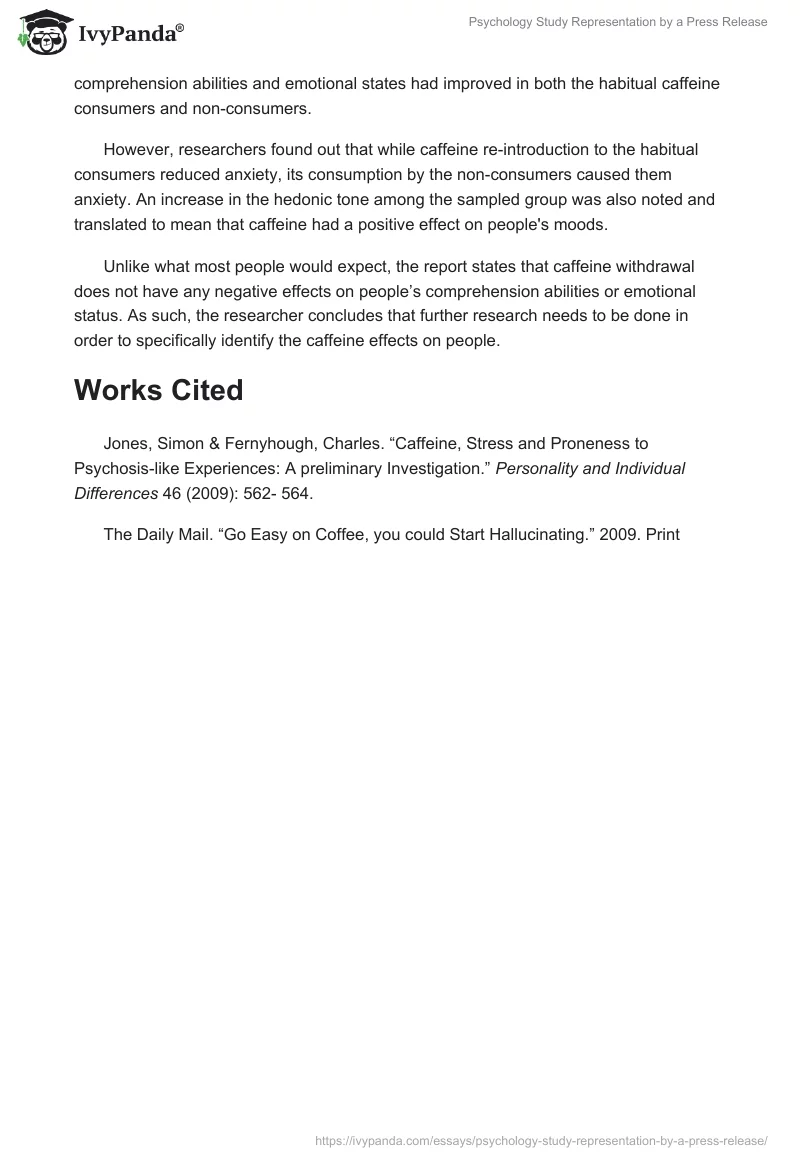 Psychology Study Representation by a Press Release. Page 4