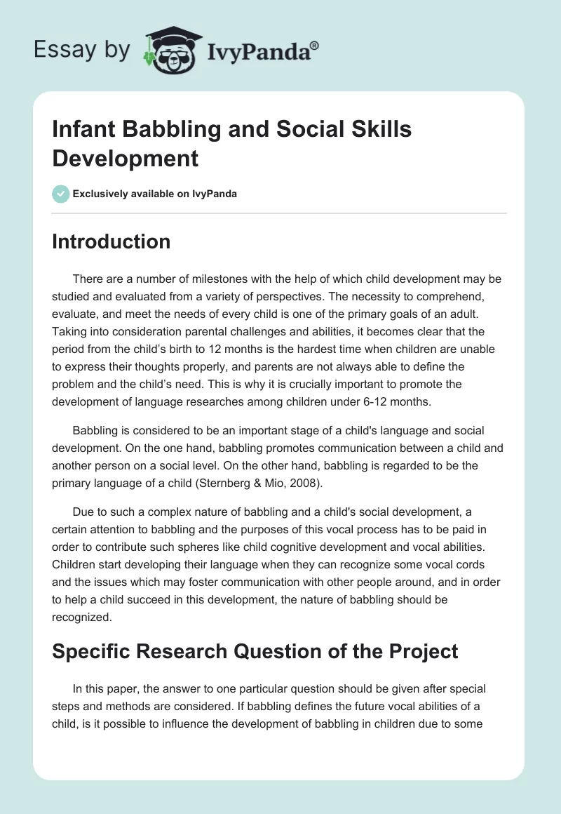 Infant Babbling and Social Skills Development. Page 1