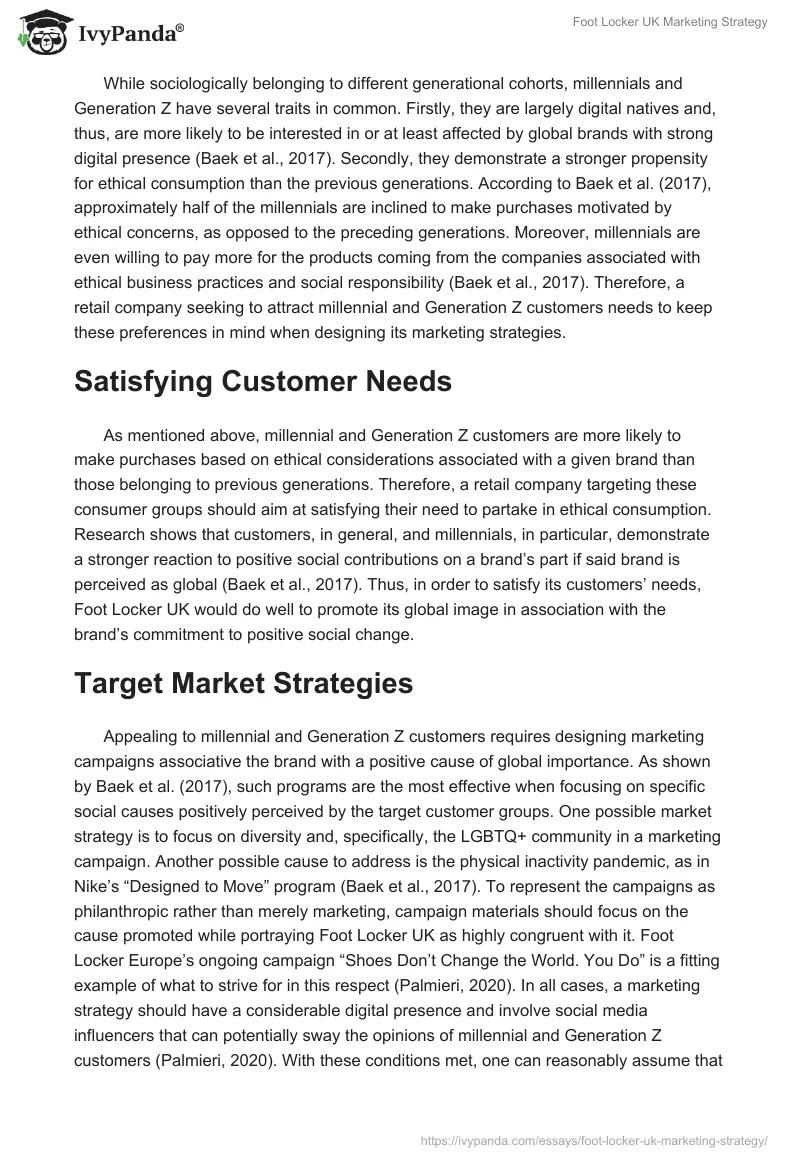 Foot Locker UK Marketing Strategy. Page 2