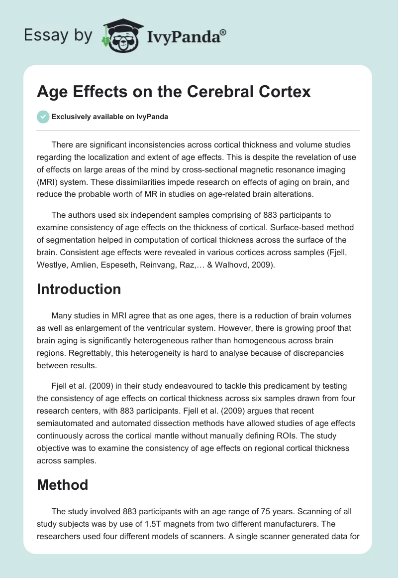 Age Effects on the Cerebral Cortex. Page 1