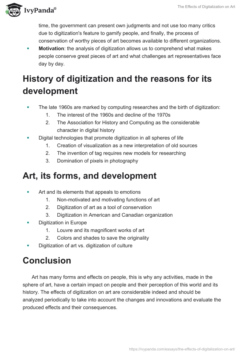 The Effects of Digitalization on Art. Page 2