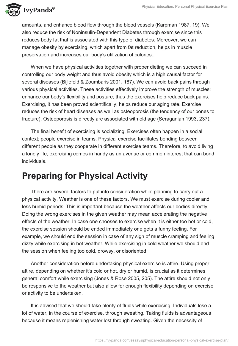 Physical Education: Personal Physical Exercise Plan. Page 2