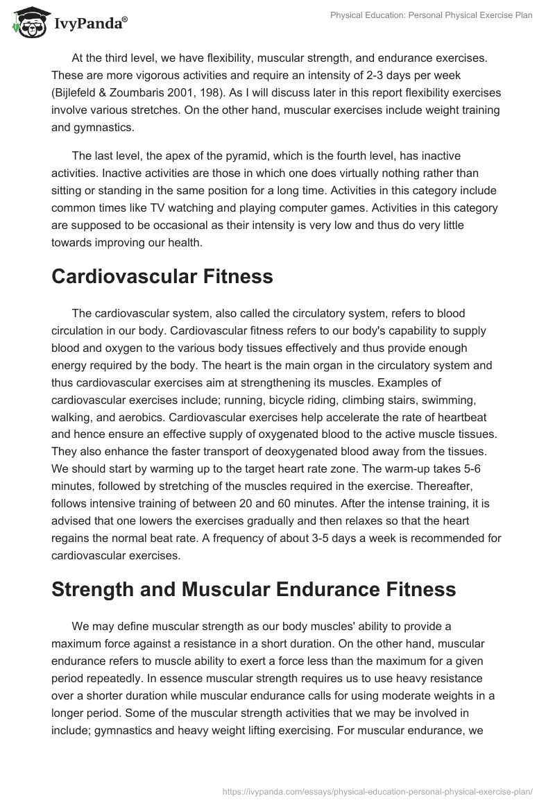 Physical Education: Personal Physical Exercise Plan. Page 5